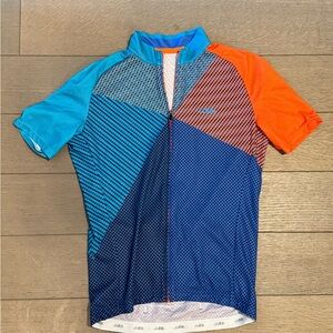 Men's Blue and Orange Short Sleeve Cycling Jersey